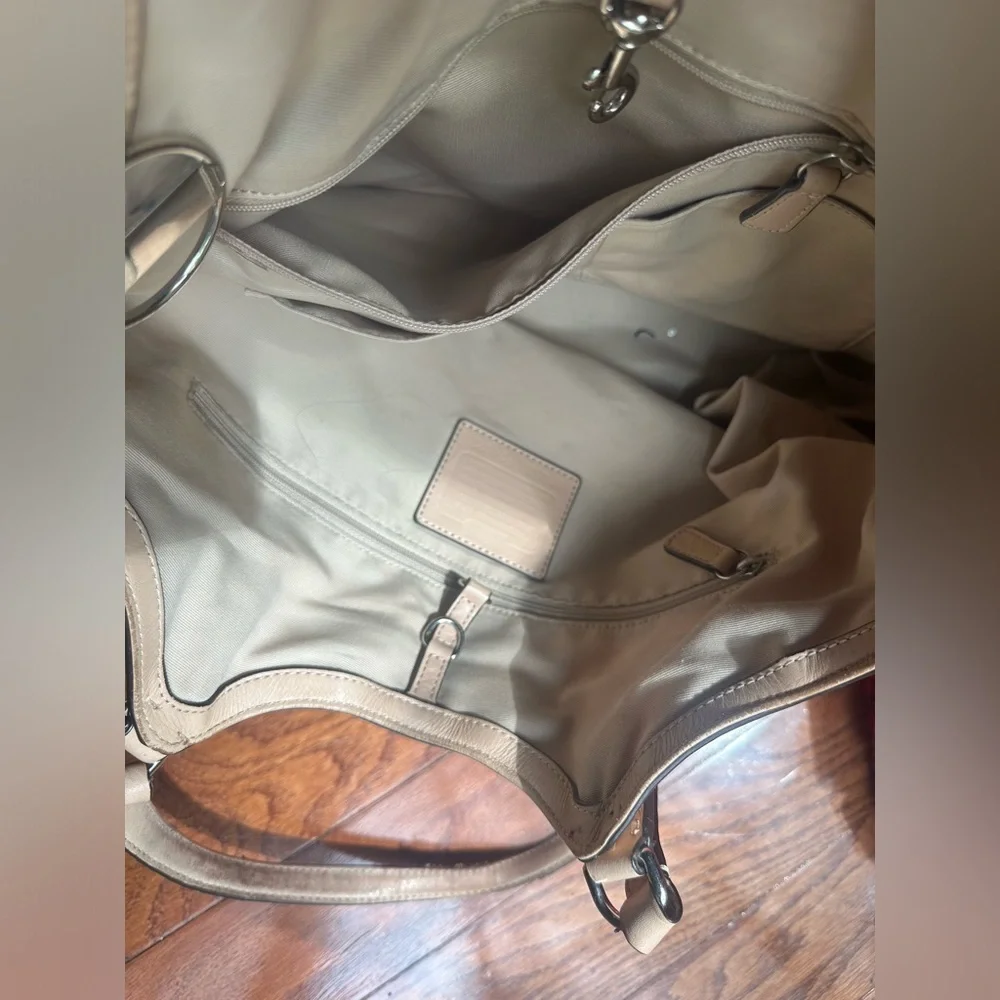 Coach Coral Zebra-Print Shoulder Bag with Tan Straps